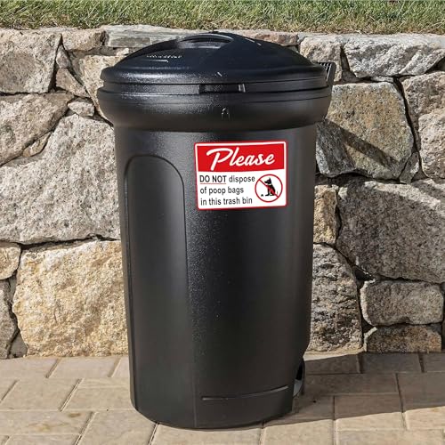 Image of 2PCS Please Do Not Dispose Poop Bags in This Trash Bin Stickers, Self-Adhesive Weatherproof Do not Throw Dog Poop Bag in The Trash Sign, Trash Can Stickers for Home,Yard,Restaurant(8 inch x 6 inch)