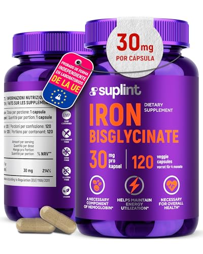 Eisen Bisglycinat 30 mg – Hochdosiert & Gut Verträglich – 120 Kapseln – Entwickelt in den Niederlanden, Laborgeprüft in der EU (1 Pack) Eisen Bisglycinat 30 mg – Hochdosiert & Gut Verträglich – 120 Kapseln – Entwickelt in den Niederlanden, Laborgeprüft in der EU (1 Pack)