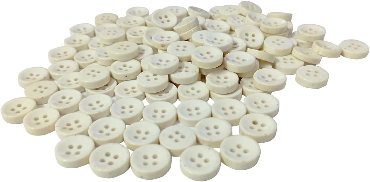 Aakriti 1/2 Inch (12.7mm) Off-White Flatback Buttons for Sewing, Crafting, and DIY Projects – Pack of 1440 Pieces (10 Gross)