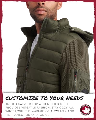 CANADA WEATHER GEAR Men's Quilted Sweater Vest - Water Resistant Full Zip Up Hooded Puffer Winter Jacket (Sizes: M-XXL)4