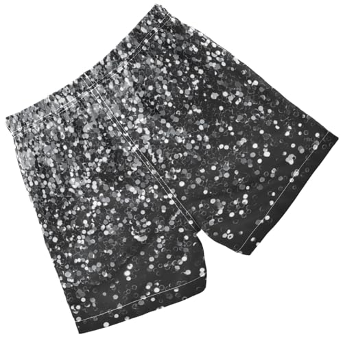Pigsaly Boys Swim Trunks Dark Black Silver Gray Gradient Flashing Glitter Boys Board Shorts Swimsuit Swimwear XS2