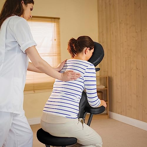 Jupiterforce Portable Salon Spa Chairs Height Adjustable, Folding Lightweight Massage Tattoo Therapy Chairs With Face Cradle, Thickness Sponge Headrest, Carrying Bag, Black #TOP3