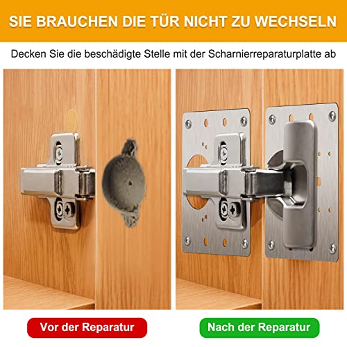 Selizo 12 Stück Scharnier Reparaturset,Edelstahl Reparaturstück für Seitenscharnierplatte mit Schrauben, Küchen Scharnier Reparaturplatte für Schrank Wohnmöbel Schublade Kisten Fenster