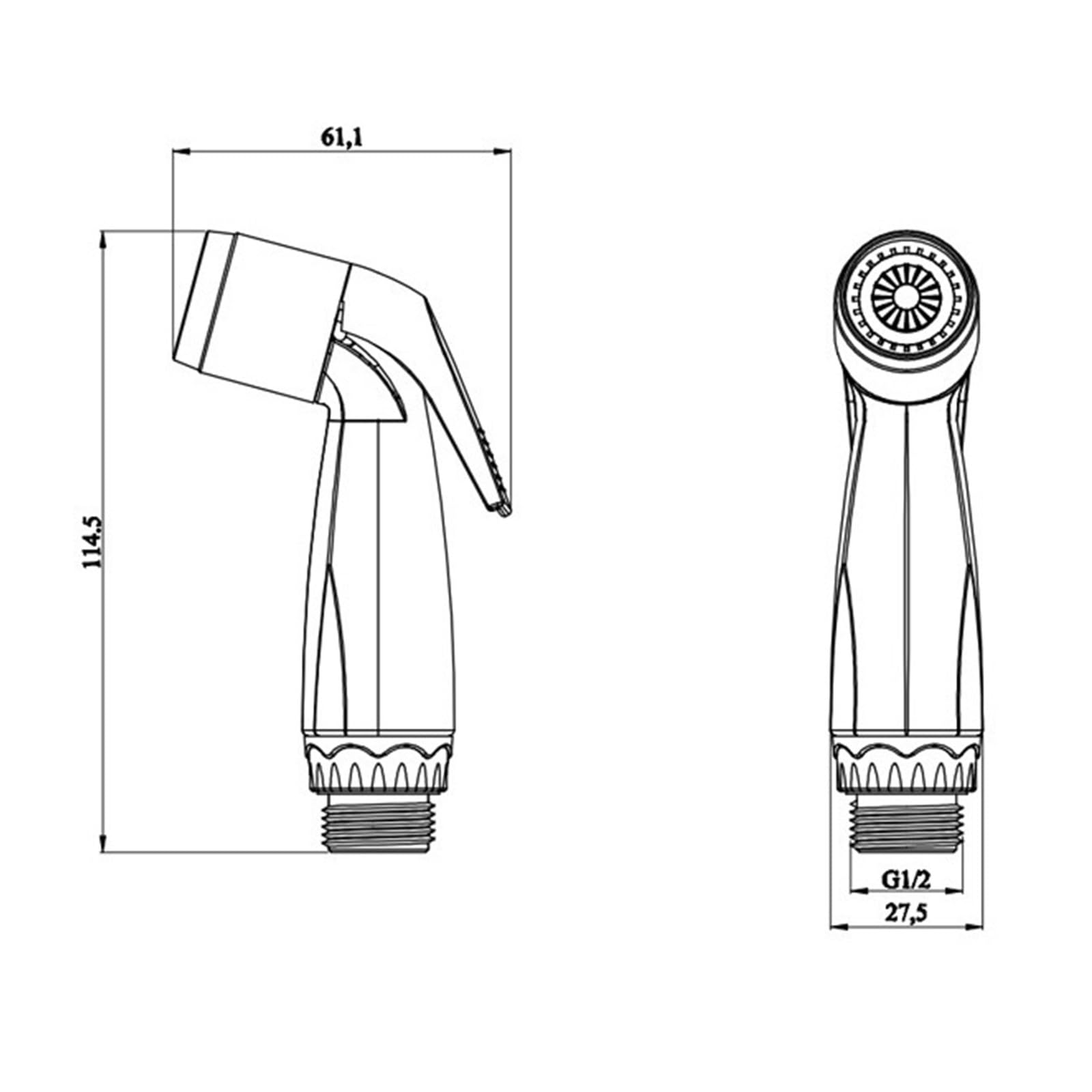 Pistola pulverizadora con manguera Boquilla, Rociador de bidé, cabezal ducha mano flujo ajustable, orificio único, alta presión, varios tamaños(Head-Hose)
