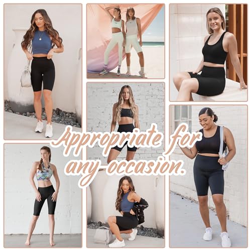 SUNCLOVE 3 Pack Biker Shorts for Women Tummy Control Workout Yoga Gym Running Shorts with Pockets4