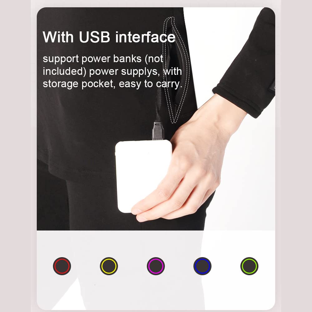 Conjunto de Ropa Interior Térmica con Calefacción Eléctrica para Hombre y Mujer, 8 Zonas de Calefacción, Térmicas Inteligentes con USB para Actividades Al Aire