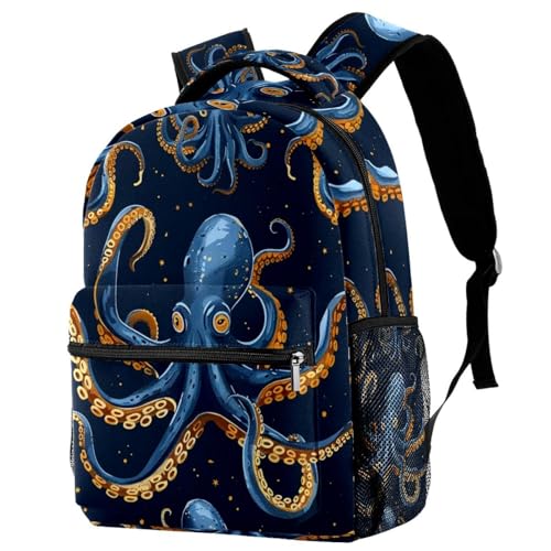 Sac à dos d'école ergonomique bleu foncé pour soulager le dos des élèves avec porte-gourde