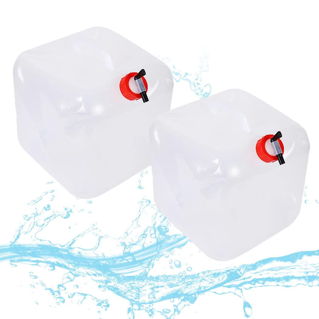 Bidón de Agua con Grifo, Bidón de Agua Plegable, 2 Piezas Bolsa de Agua Potable Portátil Depósito de Agua Contenedores,Bidón Plegable con Asay Tapa de Rosca para Camping,Senderismo