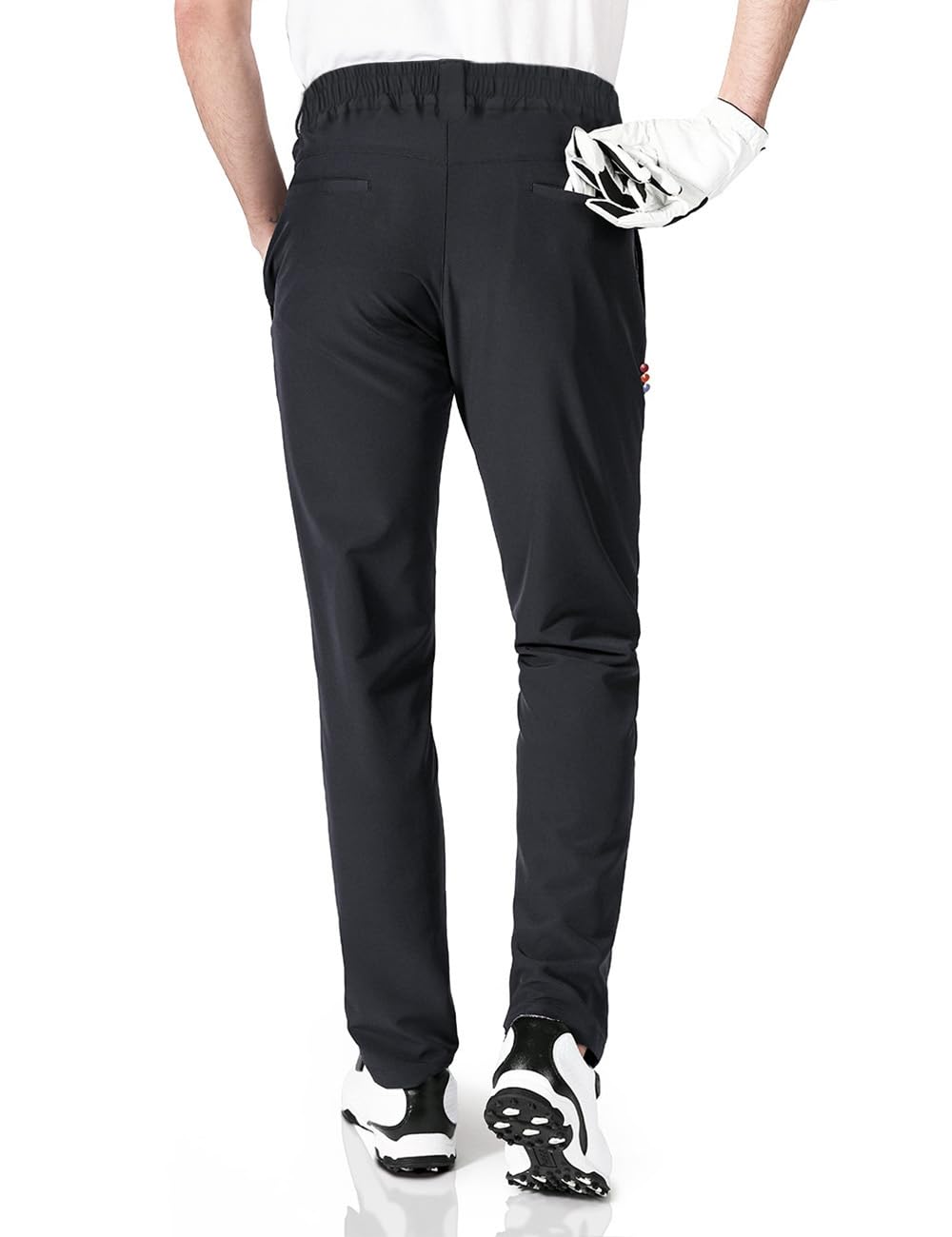 Pantalon Golf Homme Extensible Imperméable Pantalon Homme Slim Stretch Coupe Droite Sports Golf Pants Taille élastique avec 4 Poches Noir 2XL