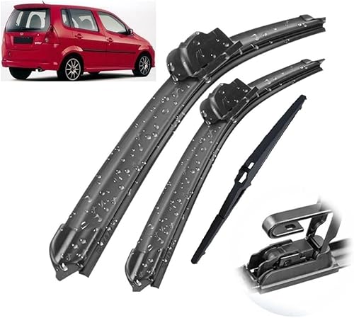 Juego de limpiaparabrisas delantero y trasero compatible con Daihatsu YRV 2000-2005 parabrisas ventana 21 + 14 + 12 pulgadas