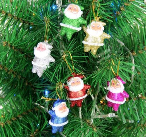 Image of 6Pc Glitter Santa Christmas Decoration Combo Pack | Items for Home & Office | Festive Hangings, Foam Ornaments | PoPo Toys