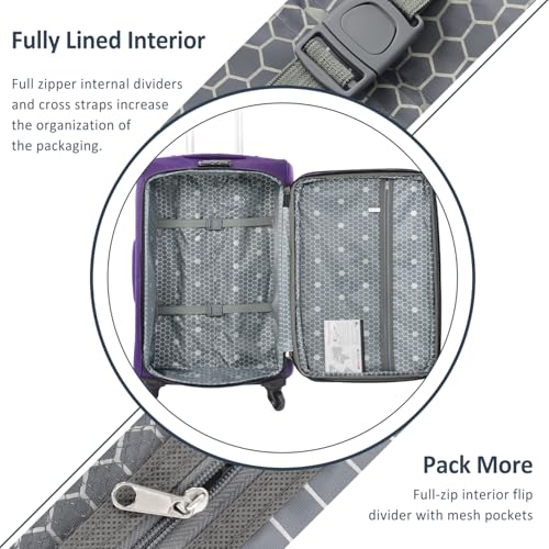 Purple 610D Expandable Spinner Travel Luggage Set with TSA Lock & Easy Access4
