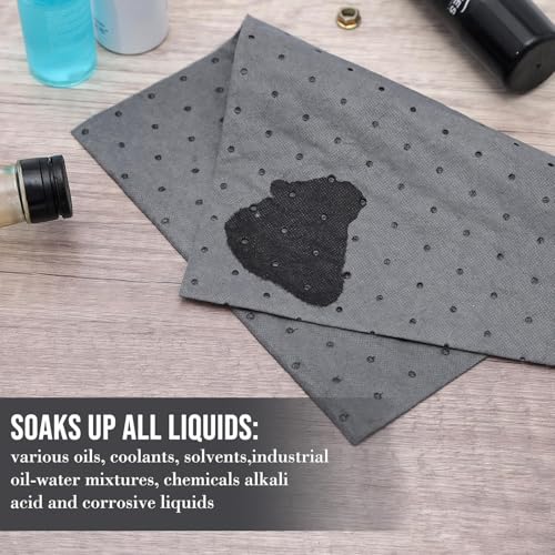 Image of Oil Absorbent Pads - Oil Spill Mat Water Absorbent Mat, Universal Leak, Drip, and Spill Control High Absorbing Pads, 13 inch x 10 inch, Pack of 10