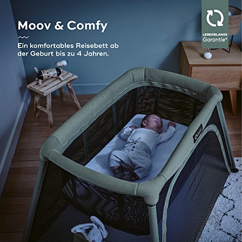Babymoov Moov & Comfy 3-in-1 Reisebett für Babys und Kleinkinder - bis 20kg, mit zwei Ebenen, Beistellbett für Neugeborene