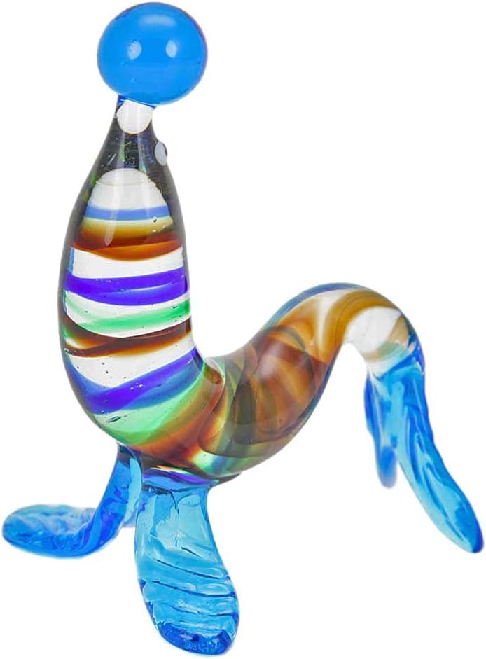 Glass Of Venice Murano Glass Striped Seal, Blue - Image 4