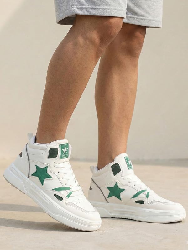 Image of FAUSTO Men High Top Breathable Lace-Up Sneaker Shoes | Chunky Streetwear Lightweight Casual Sneakers | Memory Cushioned Insole