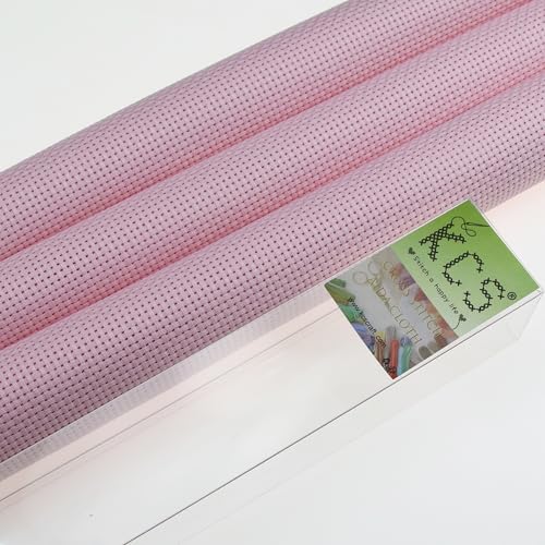Image of KCS 3 pc of 15 inch x 18 inch(38cmx45cm) Counted Cross Stitch Cotton Aida Cloth Needlework Rolled Fabric Box,11CT,Pink