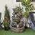 Alpine Corporation 39" Tall Outdoor 5 Tiered Natural Look Rock Water Floor Fountain with Replaceable Lights, Brown