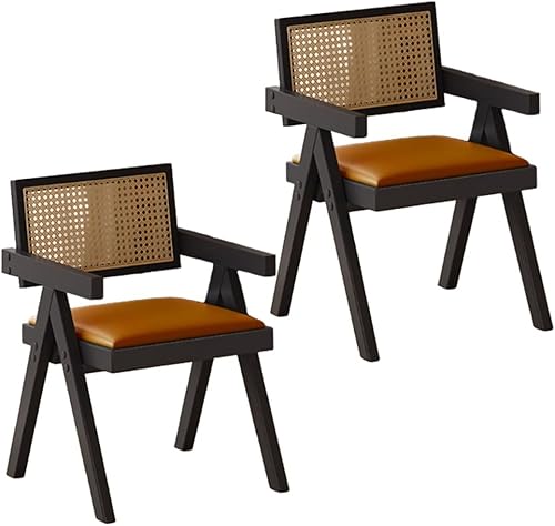 Miniatura 19 de YVYKFZD Juego de sillas de comedor de ratán, sillas de comedor de madera, sillas de cocina con respaldo tejido, sillón tapizado, silla auxiliar