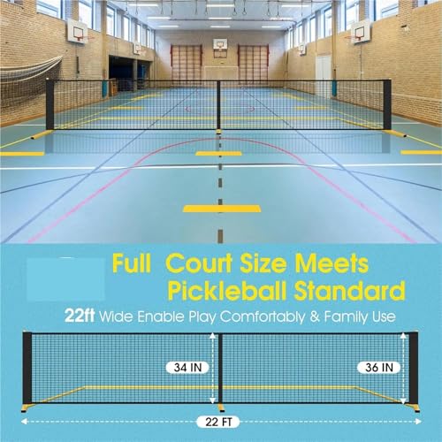 Rete da pickleball resistente con ruote, set portatile da 3,4 m/6,7 m per allenamento sportivo e giochi