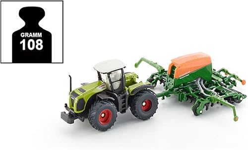 Miniatura 24 de Siku 1979, Claas Axion 850 con cargador frontal, 1:50, metal/plástico, verde, pala móvil, enganche trasero, se puede combinar remolques de la misma