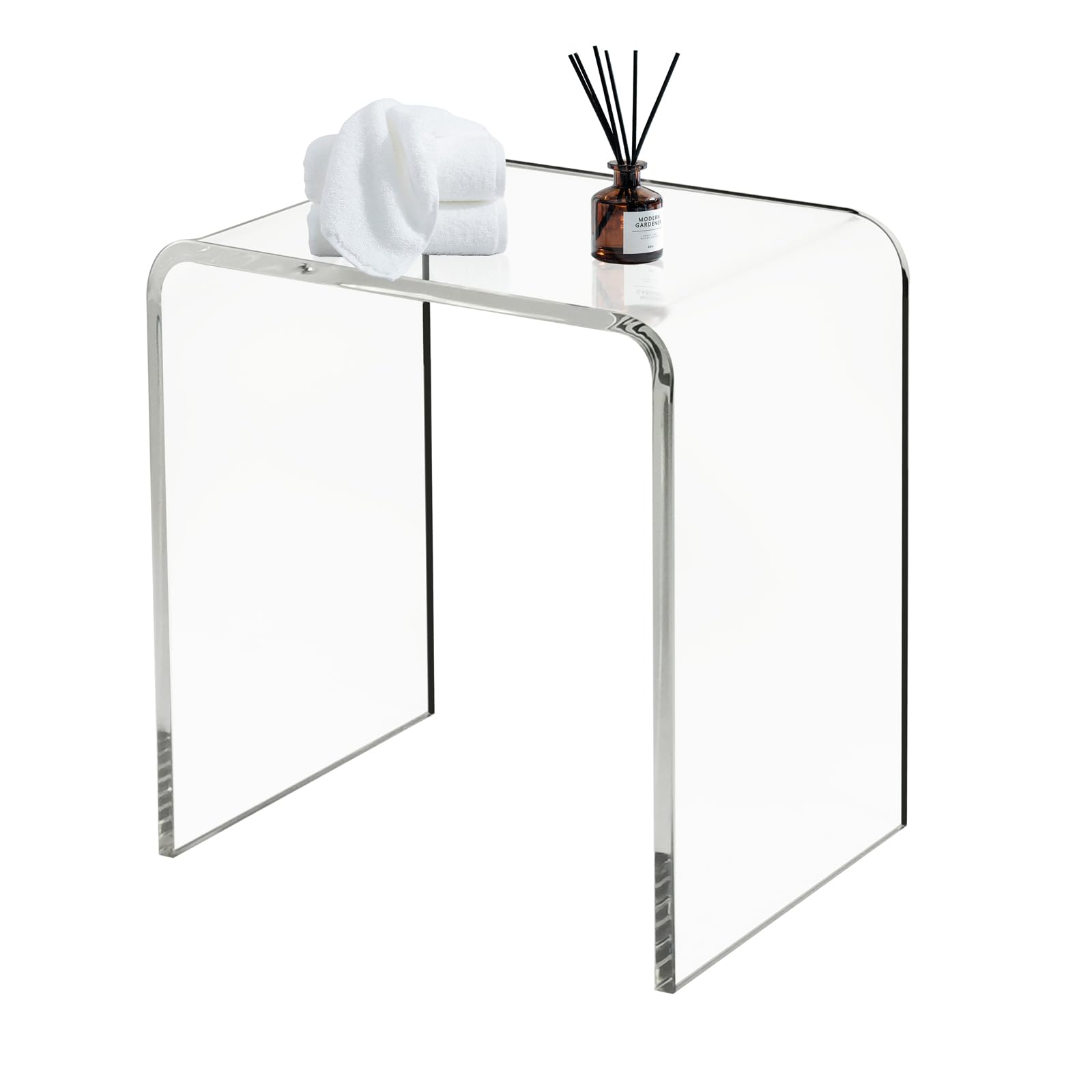 VDGPWA Premium Acrylic Shower Bench,16" L*12" W *18" H, 3/5"(15MM) Thick Acrylic Shower Stool,700lbs Weight Capacity Modern Clear Shower Seat for