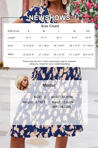 Image of Newshows Women's Pockets Wrap V Neck Floral Summer Vacation Casual Sundress | Wrinkle Free, Stretchy, Summer Beach Floral Sundress 2026, Casual Dress for Vacation, Guaduation, Side Pockets, A-line