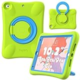 PEPKOO Kids Case for iPad 9th 8th 7th Generation 10.2 inch 2021 2020 2019 – Lightweight Flexible Shockproof, Folding Handle Stand, Full Body Boy Girl Cover for Apple iPad 9th 8th 7th Gen, Green