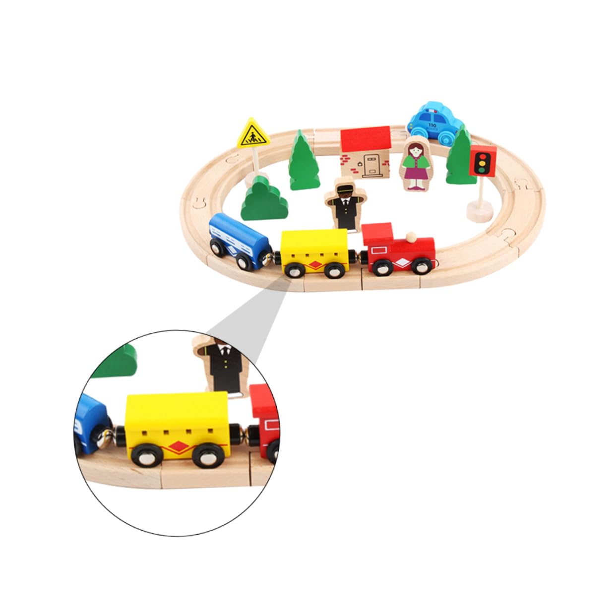 INOOMP Puzzle Per Ragazzo Ragazza in Legno Giocattoli Educativi Per Ragazzo Ragazza Puzzle Binario Del Treno e Alcuni Vagoni Set Di Vagoni Ferroviari in Legno Di Faggio in Continua Evoluz