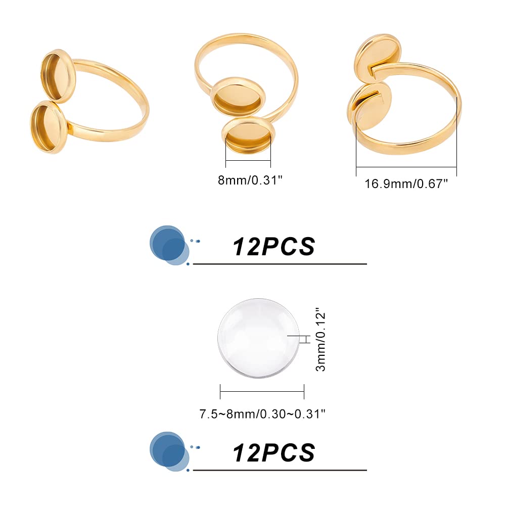 10 Kits De Fabrication De Bagues De Manchette - Bases En Acier Inoxydable Et Cabochons - DIY Bijou