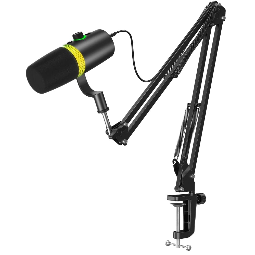 Digitek DM-701 USB Dynamic Microphone - RGB Professional Gaming Streaming Podcast Mic with XLR Output, Noise Reduction, Cardioid Pattern, 24-bit/96kHz, Desktop Stand with LED Lighting-picture-15