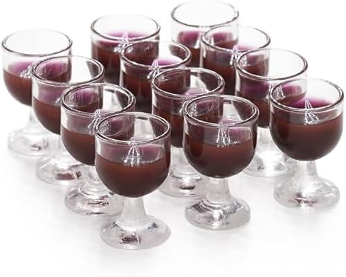 4Pcs Mini 1/12 ScaleBar Set with Red Wine Glasses and Bottles, Realistic Dollhouse Miniatures for Architectural Models, Photography Props and Display Collections