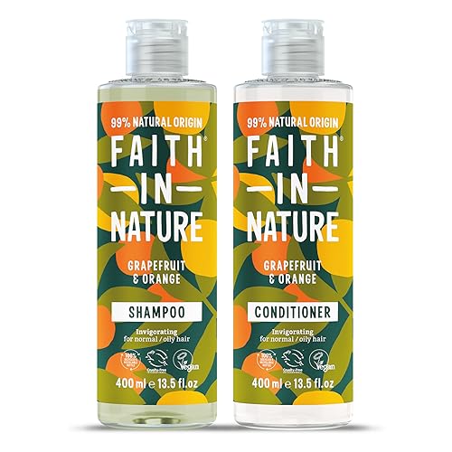 Faith In Nature Natural Grapefruit & Orange Shampoo and Conditioner Set, Invigorating, Vegan & Cruelty Free