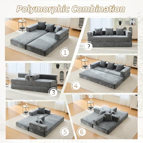 Sofá cama plegable para dormitorio con cojín cómodo gris oscuro 5