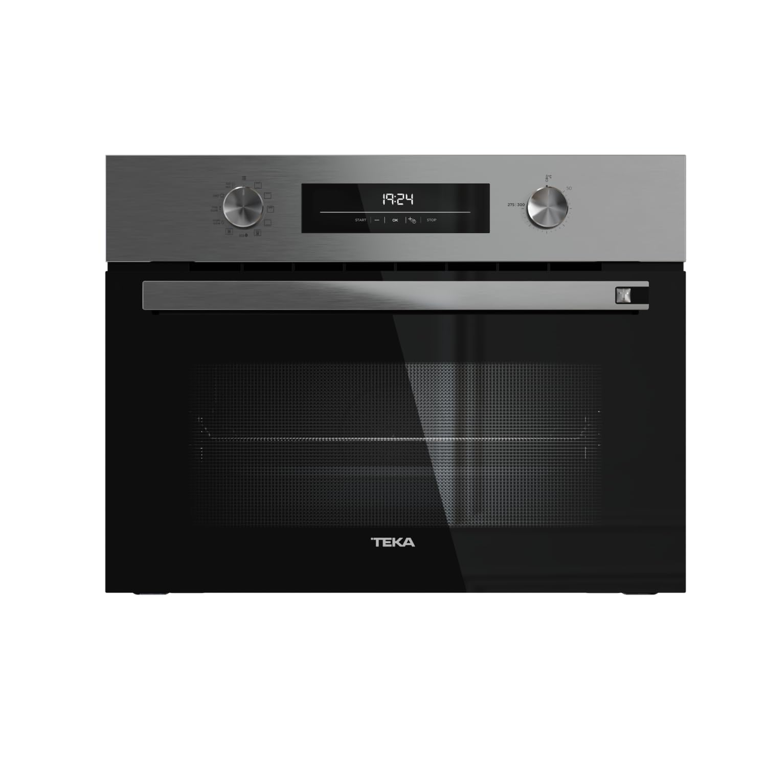 TEKA Horno Multifunción Compacto 45x60cm, 8 Funciones de Cocción, Sistema HydroClean, Guías Telescópicas Plus Extension, Bandeja Profunda Antivuelco, Acero Inoxidable Antihuellas, Modelo NEO HSC 6350