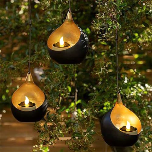 Image of 6 Pack Outdoor Solar Waterproof LED Tea Lights for Garden Decor | Solar powered candles. Rechargeable flameless flickering electric votive tea lights for outside window & backyard lanterns