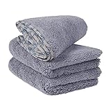 MW Pro Microfiber Auto Detailing Towels (16" x 24") - 550 GSM Microfiber Car Towels for Washing Drying Waxing Buffing Polishing (3 Pack, Gray)