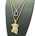 Royal Blue Color Stone, Jesus Face Pendant 24
