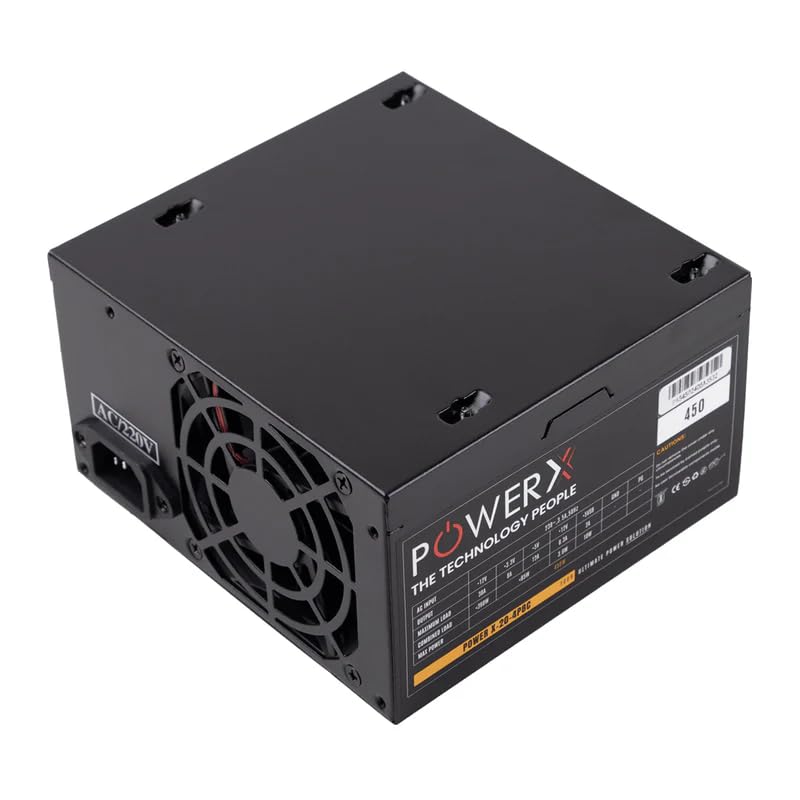 Power Supply PWX 450W SMPS Unit, Desktop PSU with Cooling Fan, Black