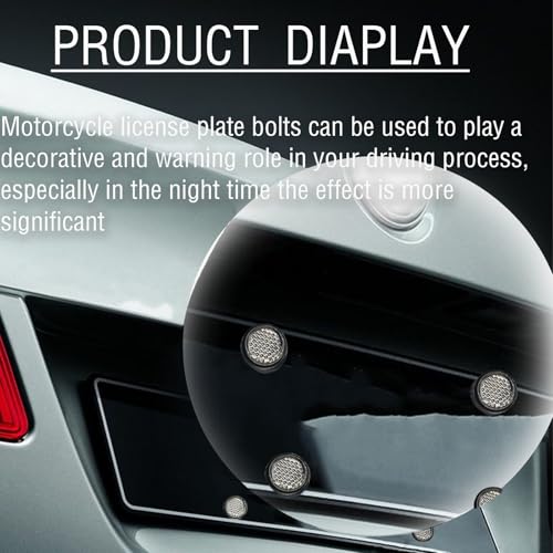 Image of Motorcycle License Plate Bolts and Nuts, 6 Pcs Mini Reflector Tag Screws, M5 Round Reflective Fasteners for Motorcycle License Plate Bracket, Bicycle, Car, and Trailer - Silver
