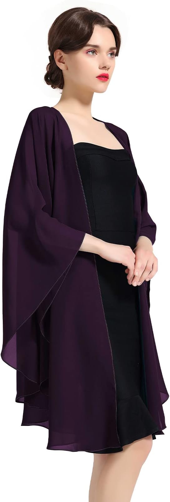 Chiffon Shawl Bridal Wedding Wrap Long Evening Scarves Scarf Grape Purple