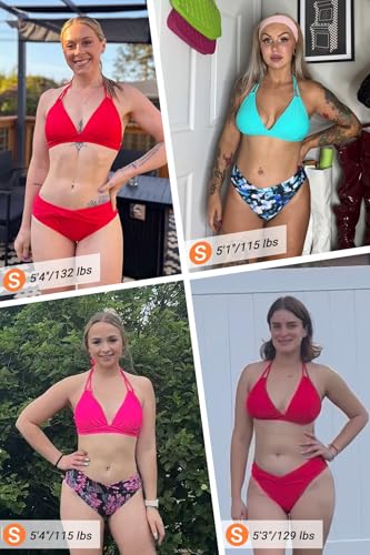 Womens Two Piece Bathing Suit - Push Up Bikini Set Full Coverage Swimsuit Halter Swimwear 20254