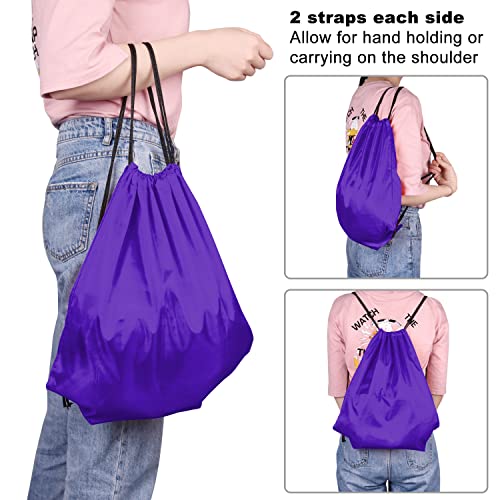 Image of KUUQA 60Pcs Purple Drawstring Backpack Bag Bulk Drawstring Bags String Bags Storage Bags Gym Backpack for Sport Gym Traveling