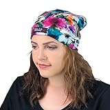 Satin Life Adjustable Drawstring Patterned Satin Lined Hat Cap Beanie … (Flower)