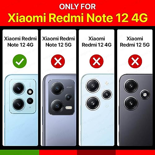Image of WOW IMAGINE Shock Proof Back Case Mobile Cover for Xiaomi Redmi Note 12 4G | Back Cover Case (Tough Armor | Hybrid PC + TPU | Ring Holder & in-Built Kickstand | Black)