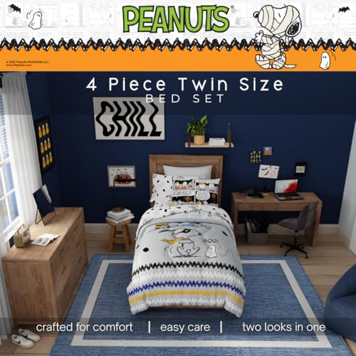 Image of Peanuts Snoopy Bedding Set, 4 Piece Super Soft Reversible Comforter and Sheet Set, Twin, (100% Officially Licensed Product) by Franco Collectibles