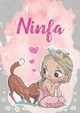  Ninfa: Taccuino A5  Nome personalizzato Ninfa  Regalo di compleanno per moglie, figlia, sorella, mamma  Design: gatto  120 pagine a righe, piccolo formato A5 (14.8 x 21 cm)