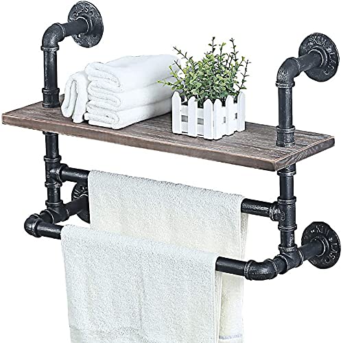 HOWIN Tubería de tubería Industrial montada en la Pared Toalla Antigua Rack Metal Floating Shelf Farm Bathom Bar Bar Barra Cover
