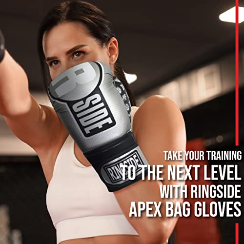 Ringside Apex Bag Gloves, Imf-Tech Boxing Gloves With Secure Wrist Support, Synthetic Boxing Gloves For Men And Women, Silver/Black, Large-X-Large Us #TOP5