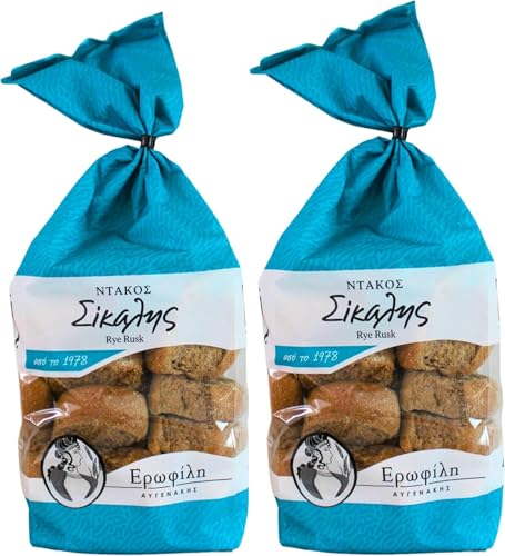 Erofili Panecillos de Centeno de Creta – Artesanales y 100% Naturales – Sin Conservantes, Crujientes y Nutritivos – Ideales para Ensalada Dakos y Dieta Mediterránea – 2 x 400 g (Total: 800 g)